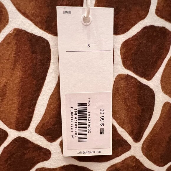 Janie and Jack Brown Giraffe Print Ruffle Sleeve Dress - NWT - Picture 4 of 6